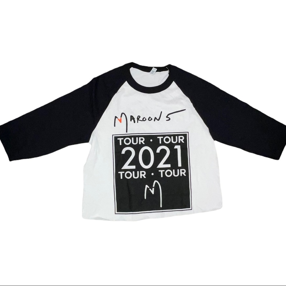 NWOT Maroon 5 Unisex White & Black Raglan Concert 2021 Shirt Size Medium